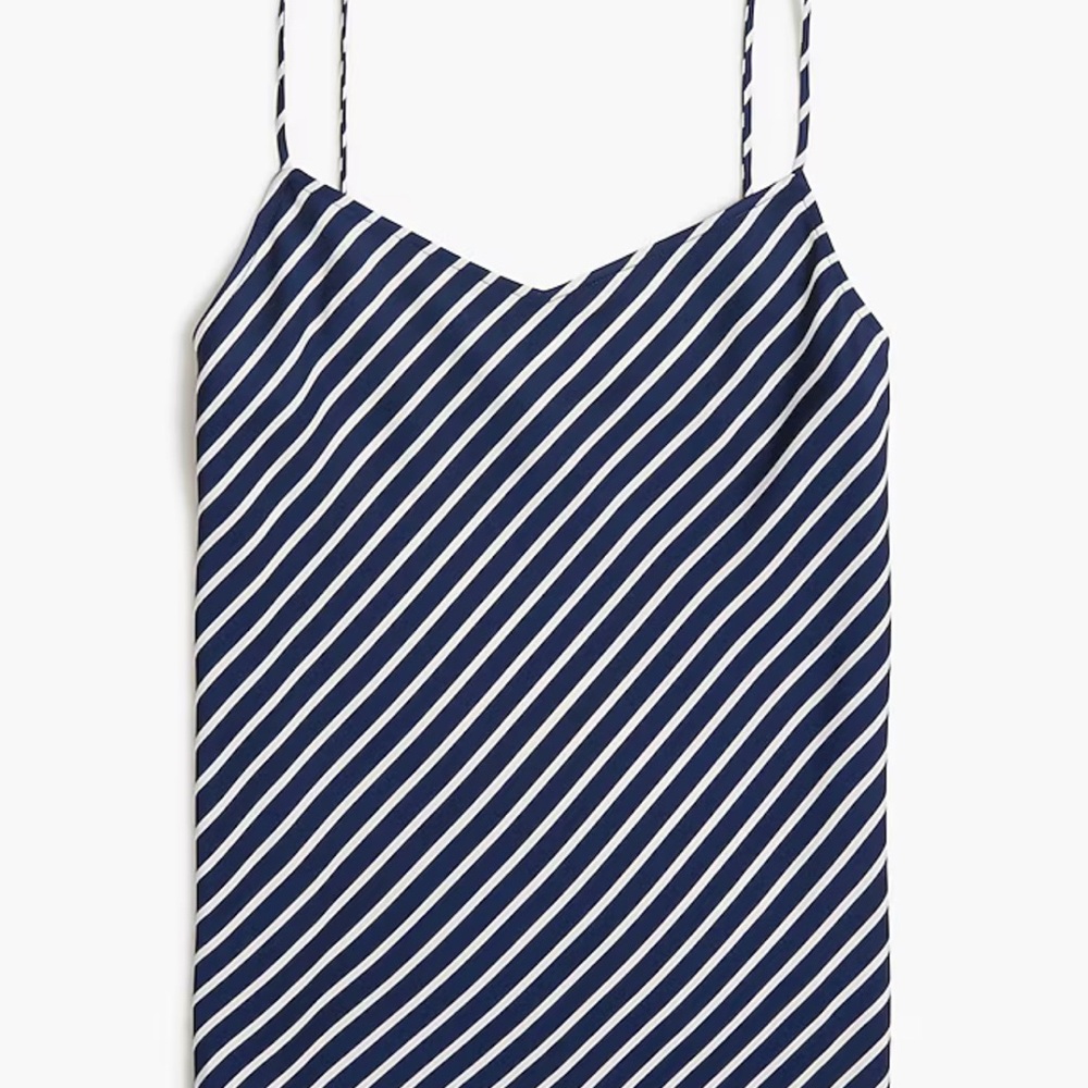 Fitted Blue and White Camisole with Diagonal Stripes